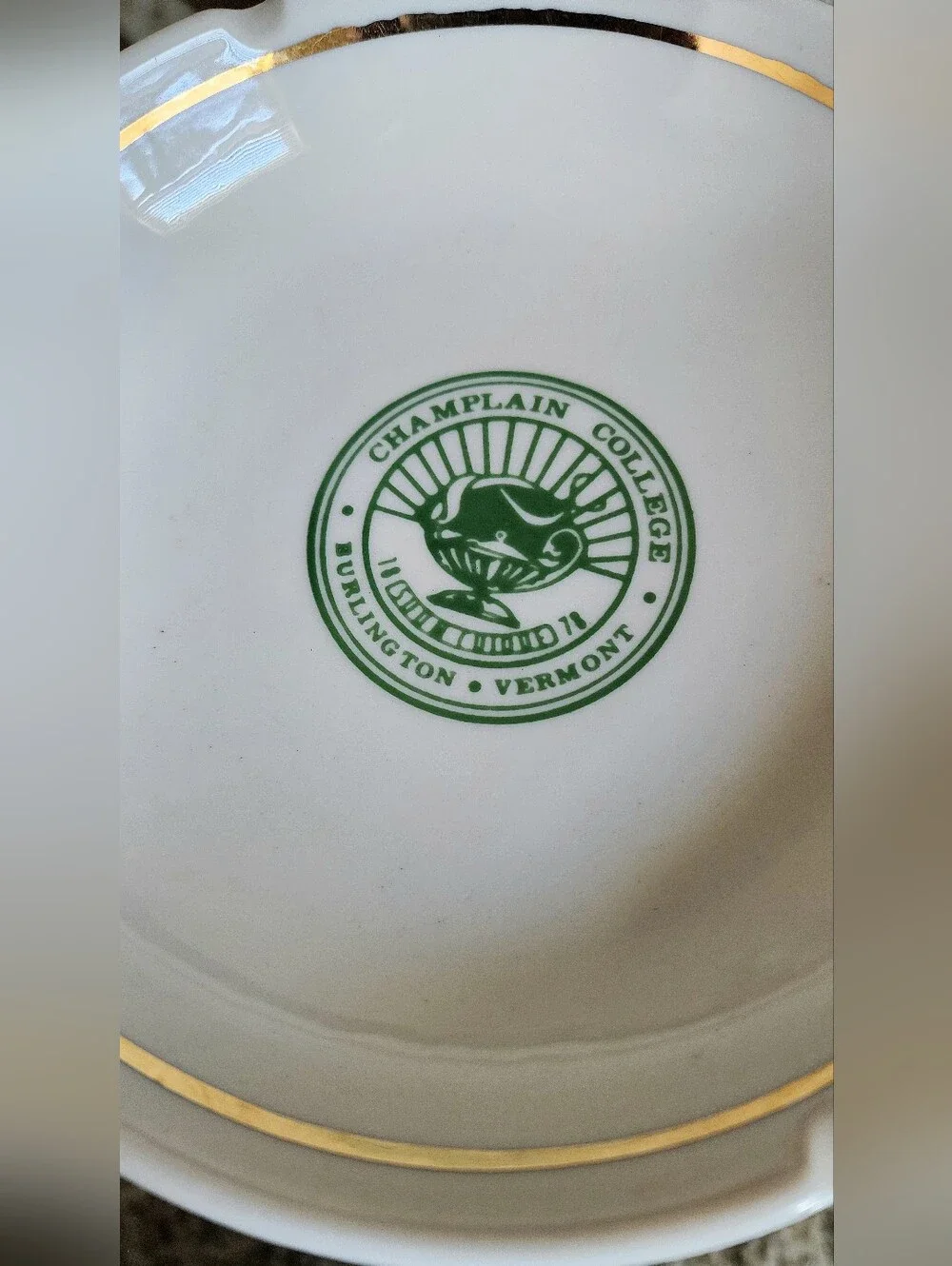 Vntg Champlain College Ashtray 60s - Picture 2 of 14